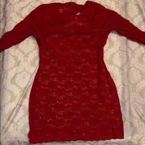 Red lace express keyhole back dress!